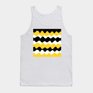 Yellow, black and white horizontal waves pattern Tank Top